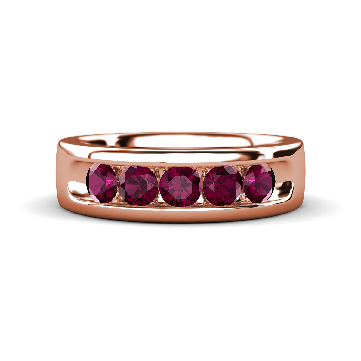 Irvin 0.84 ctw Rhodolite Garnet 5 stone Comfort Fit Men Wedding Band (6 mm) 